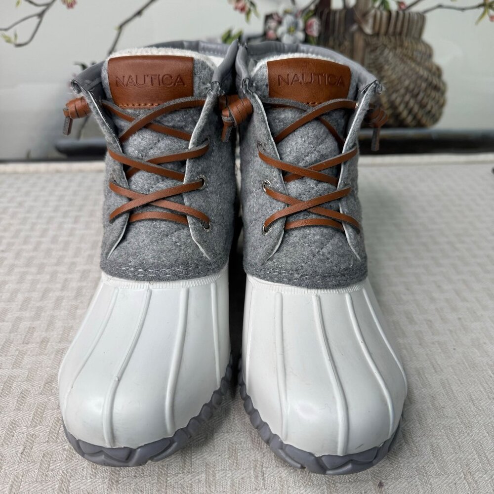 Nautica Womens Quilted Duck Boots Gray & White Size 6 - Picture 3 of 8